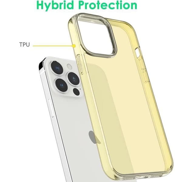 Silikonfodral för iPhone 14 Pro Halvtransparent Gul + 2 härdade skyddsglasögon Gul