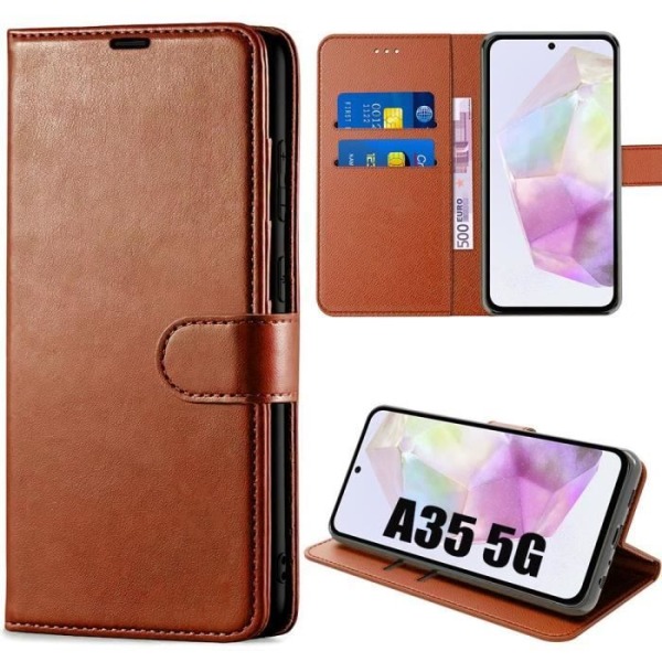 Skyddsskal - Samsung - Galaxy A35 5G - Syntetiskt läder - Brun - Stöttålig kastanj