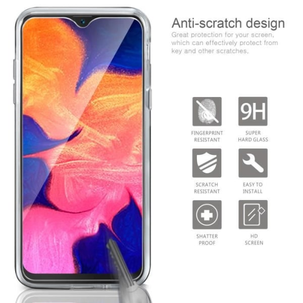 Härdat glas + fodral för Samsung Galaxy A10 6,2" Transparent Unicorn silikonfodral