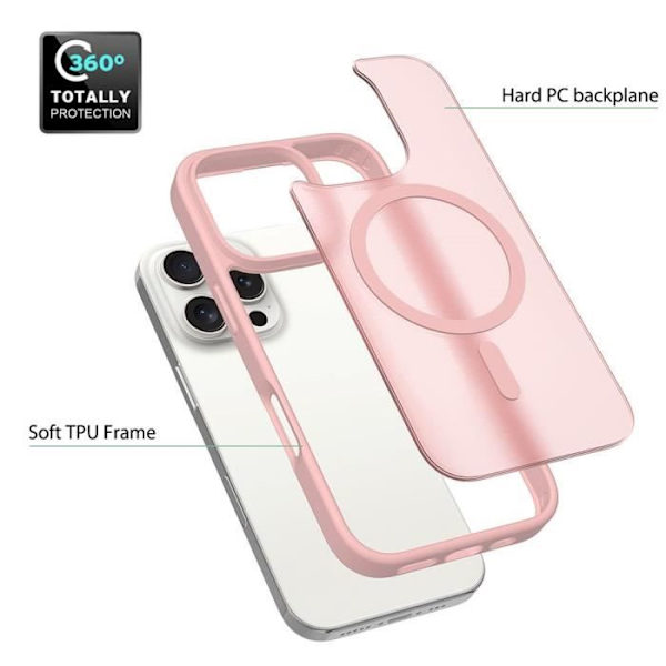 Skyddshell - iPhone - 16 Pro Max - Stöttålig - Genomskinlig - Rosa Rosa