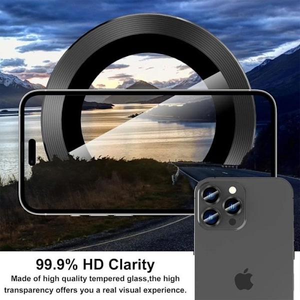 Skyddskamera - iPhone - 14 Pro/14 Pro Max - Härdat glas - Stötbeständig - Repbeständig Transparent, svart