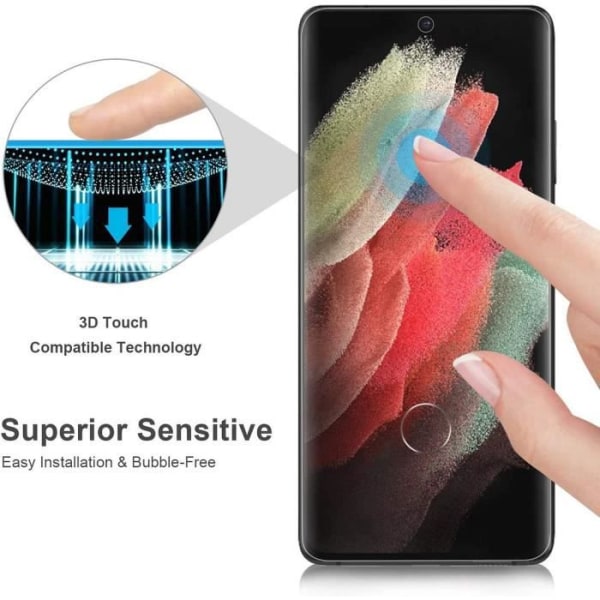 Pakke med 4 3D-hærdet glas til Samsung S21 Plus (6,7") Sort hårdhedsglasbeskytter Anti-støv Anti-olie resistent Transparent