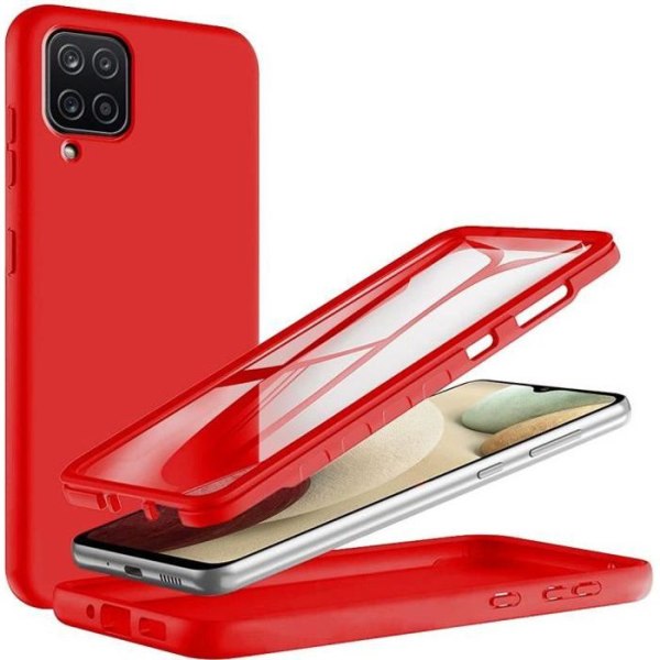 360 Fodral för Samsung A12 Röd, Full Hybrid Anti-Scratch Protection
