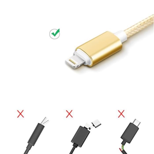 3-pack, 1M guld USB-kabel för iPhone XR,X,XS,Max 12,12 Pro,12 Pro Max Flätad nylon gyllene