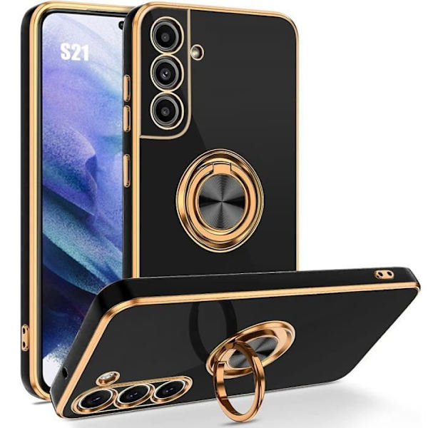 Coque - Samsung - Galaxy S21 - Ultra Tunn - Stötsäker Skydd - Rotating Ring Stöd Svart