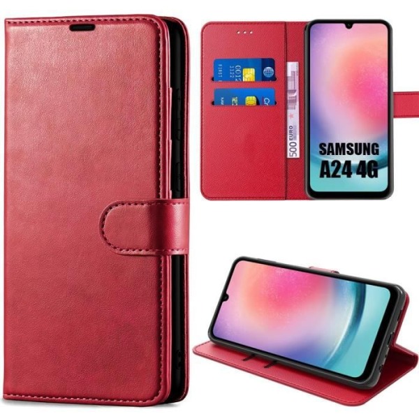 Fodral för Samsung Galaxy A24 Skyddande syntetiskt läder Röd Stötsäker Anti-Scratch Mjuk Röd