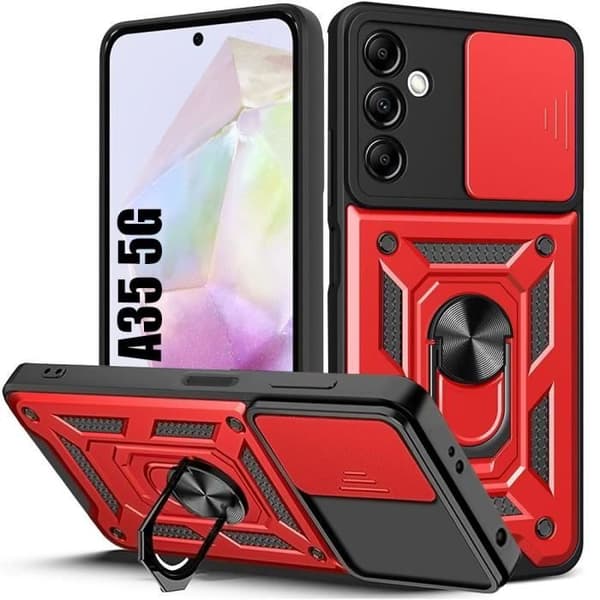 Coque design - Booling - för Samsung Galaxy A35 5G - Röd - Stötsäker - 360° ringstöd Röd