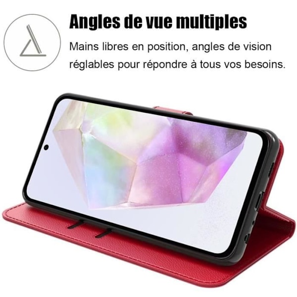 Skyddsskal - Samsung - Galaxy A35 5G - Stötabsorberande - Syntetiskt läder - Röd Röd