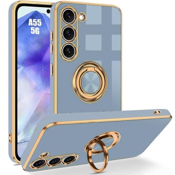 Skyddande skal - Samsung - Galaxy A55 5G - Stötdämpande i silikon - Rotationsring 360° - Blå Blå