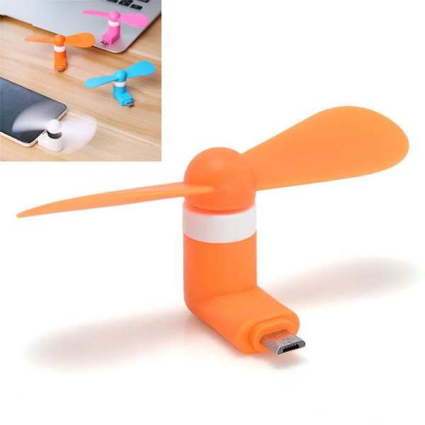 Mini Bärbar Fläkt För Telefon Samsung Huawei Xiaomi Micro USB Port Orange