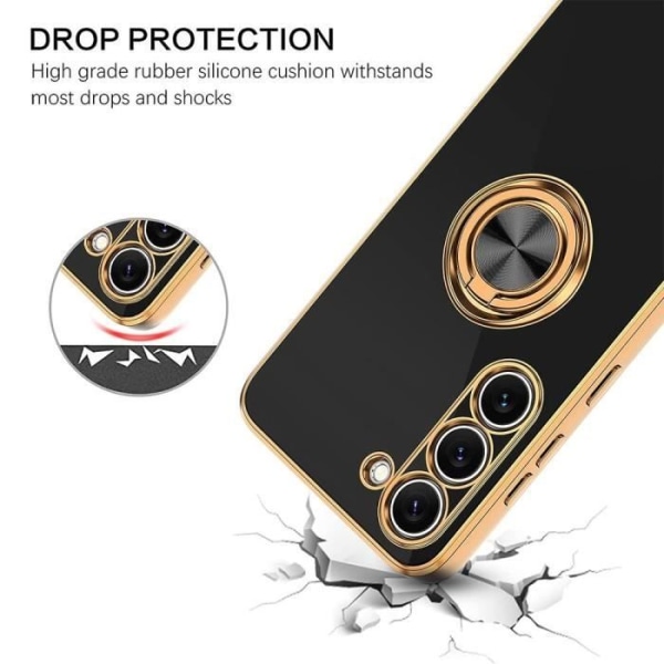 Coque - Samsung - Galaxy A05s - Svart - Antichock TPU Mjuk - Rotationsring 360° Svart