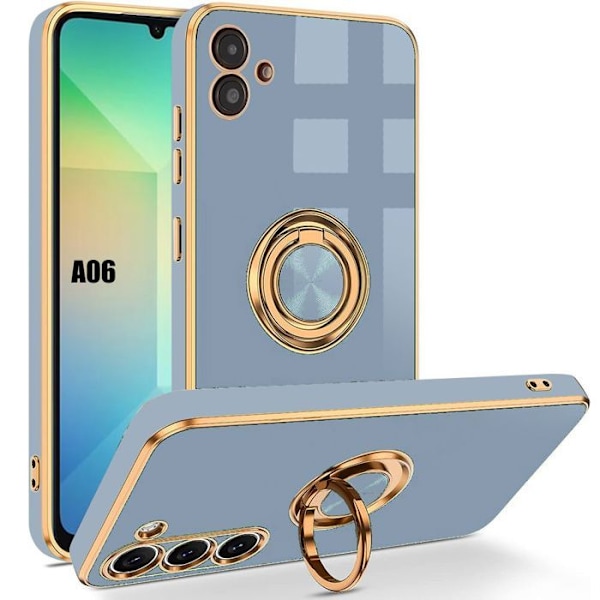 Coque för Samsung Galaxy A06, Silikon Skydd med Rotatable Ring 360 Grader - Blå Blå