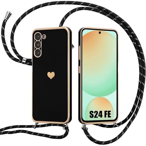 Skyddsfodral - BOOLING - Samsung Galaxy S24 FE - Stötabsorberande - Rep-resistant - Svart Hjärtmönster Svart