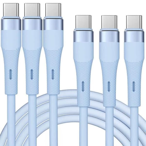 Lot-3 USB-C till USB-C 60W Snabbkabel för iPhone 17 Pro Max, iPhone 17 Air, iPhone 16e, iPhone 16 Pro - 1M Blå Blå