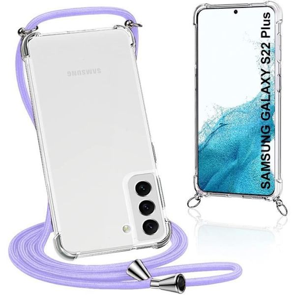 Coque - Samsung - S22 Plus - Transparent - Mjuk - Repellande med lila snodd Transparent-lila