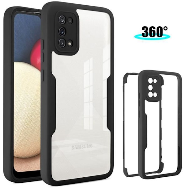 Fodral för Samsung A02S (6,5") Svart integrerat tjockt skydd 360 graders anti-skrapa förstärkt kant