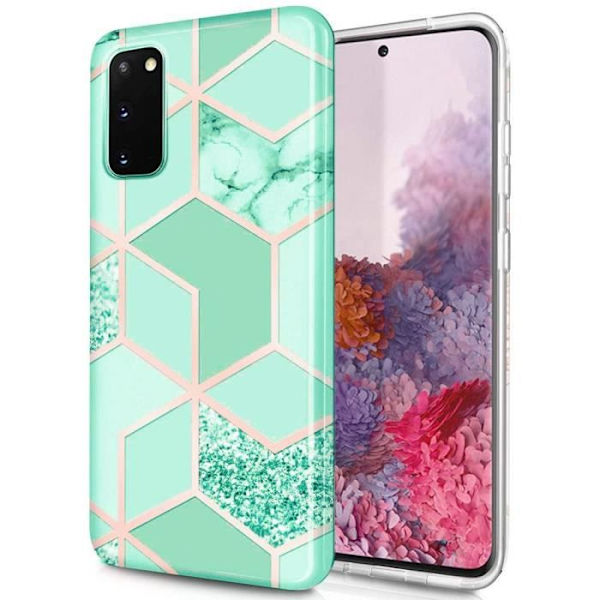 Fodral till Samsung Galaxy S20 FE - BOOLING - Turkos marmormönster - Lättviktigt mjukt stötsäkert skydd Turkos