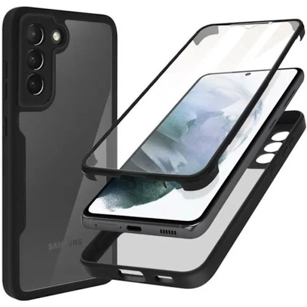 Fodral för Samsung S21 Plus (6,7") Svart 360 graders helkroppsskydd, styv förstärkt kant, fast