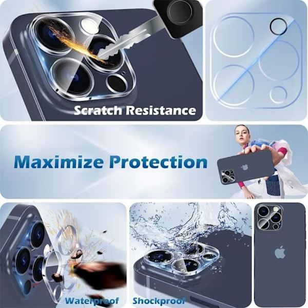 Verres Trempés - Ej specificerat - iPhone 16 Pro - Kameraskydd - Rep resistant - Transparent Transparent