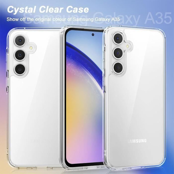 Skyddsfodral - BOOLING - Samsung Galaxy A35 5G - Mjuk silikon - Transparent - 2 härdade glas Transparent
