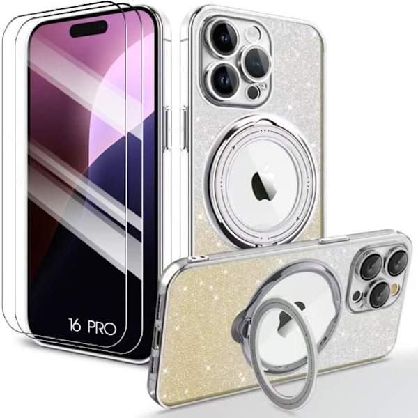 Skyddsskal - BOOLING - iPhone 16 Pro - Silikon Anti-Rip - Rotera Stöd - Silver Silver