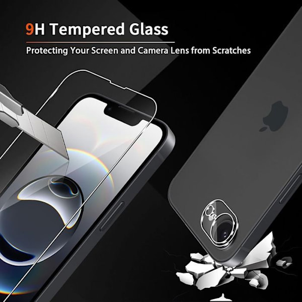 2 Skyddsfilmar - för iPhone 16e - Härdat glas - Stötsäker - Riptålig - Transparent Transparent