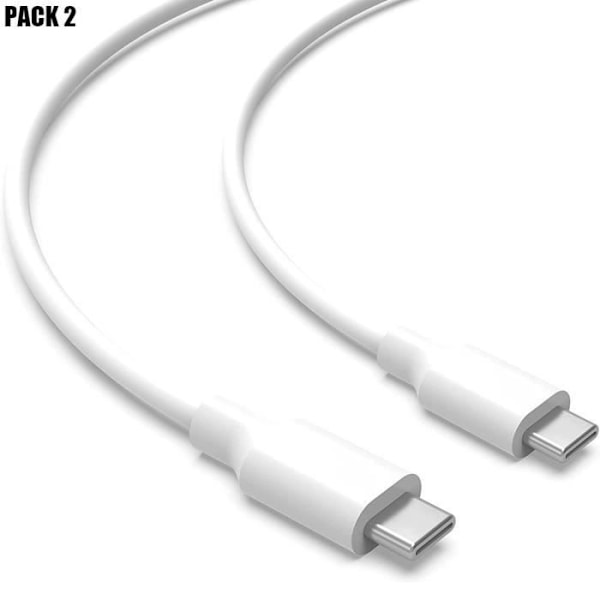 USB-C till USB-C-kabel för iPhone 16 Pro Max - Snabbladdning Vit 1M - 2-pack Vit