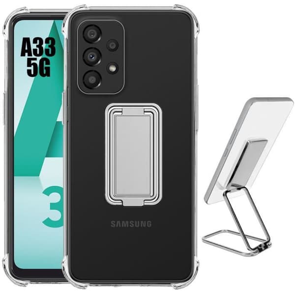 Transparent Skal - Booling - för Samsung Galaxy A33 5G - TPU - Förstärkta Hörn - Fällbart Stöd Transparent