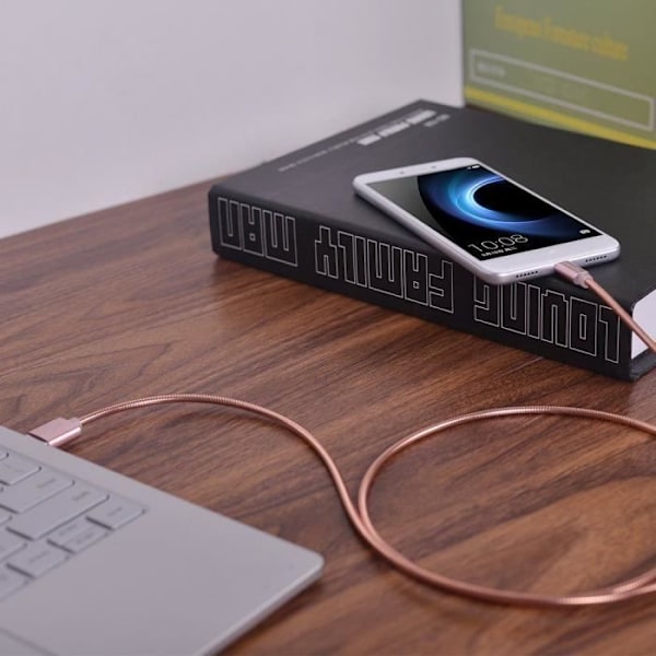 Mikro USB-kablar - Rosé metall - Pack om 2 - 1M - Kompatibel med Android - Snabbladdning - Elegant design