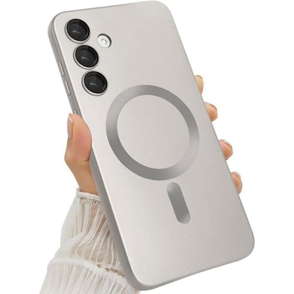 Skyddsskal - BOOLING - för Samsung Galaxy A17 4G/5G - Slim-silikon med magnetring - Silver Silver