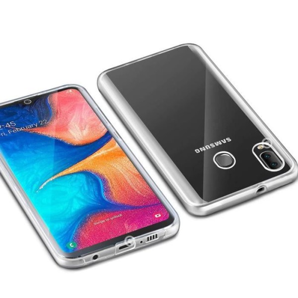 För Samsung Galaxy A20E/ A20e Dual SIM 5,8": Silikon bakstycke 360° Fullständigt fram- och bakskydd - TRANSPARENT