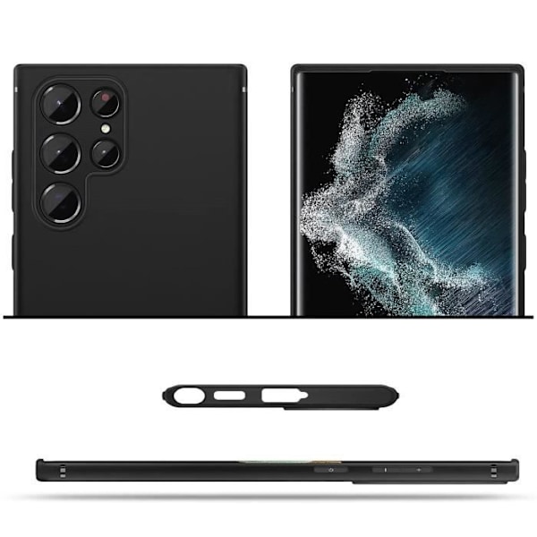 Skyddsfodral - Toproduits® - Samsung Galaxy S22 Ultra 5G - Svart - Härdat glas - Reptåligt Svart