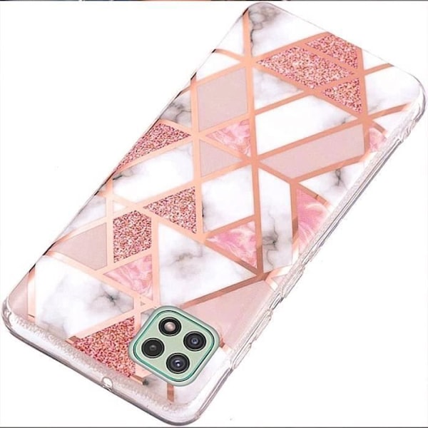Halvhårt skyddsfodral för Samsung Galaxy A22 5G - BOOLING - Marmormönster - Rosa Rosa
