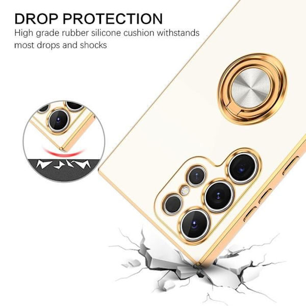Ringfodral till Samsung Galaxy S23 Ultra - Skydd Elegant Stötsäker Mjuk TPU Vit