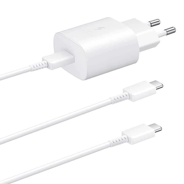 USB-C-laddare 25W - e.f.connection - Note 10/10+/20 Ultra - Kabel 1M - Vit - Snabb PD Vit