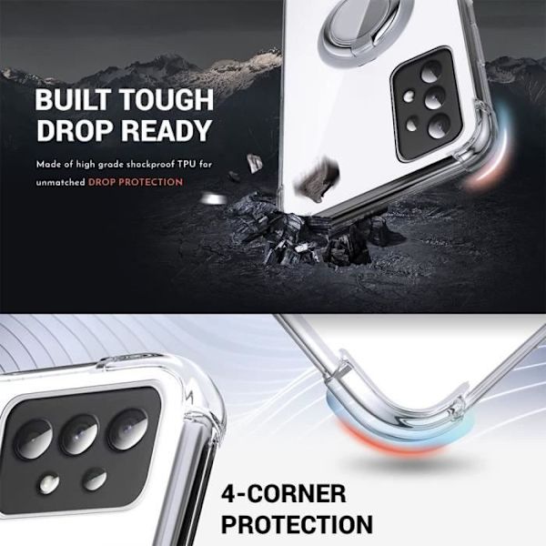 Fodral för iPhone 15 Plus, genomskinlig silikon stötsäkra förstärkta hörn med silverstöd