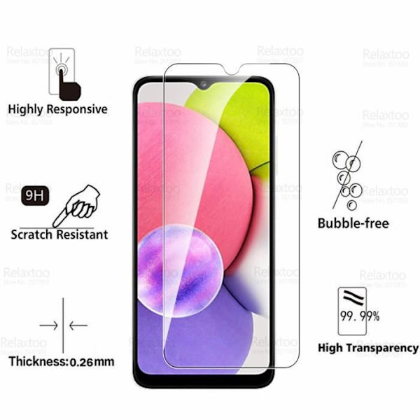2 st En Härdat Glas För Samsung Galaxy A03s Skärmskydd Samsung UNE 03 s A03 S A23 A13 A53 A73 2 Stycken -AW