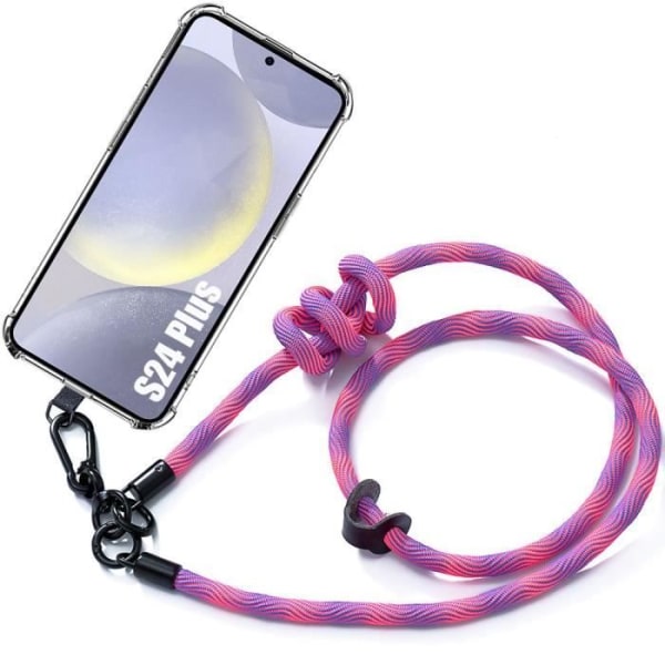 Skyddsskal - BOOLING - Samsung Galaxy S24 Plus - Mjuk - Avtagbar rem - Rosa Transparent, Rosa