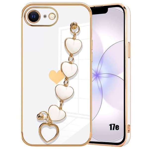 Siliconfodral - BOOLING - för iPhone 17e - Repfria med Hjärnarmband - Vit Vit