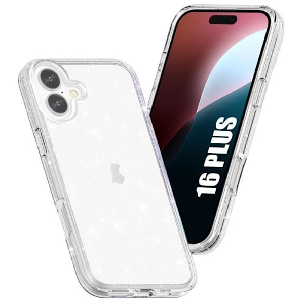 Skyddsskal - Glittrande skal - iPhone 16 Plus - Stötsäker - Transparent - Mjuk Transparent