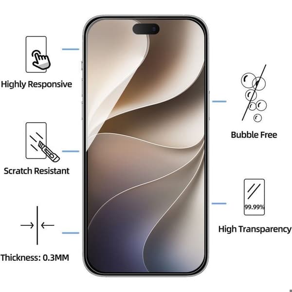 2 Härdat Glas för iPhone 18 Pro Max, Repbeständig 9H Stötsäker Transparent Transparent