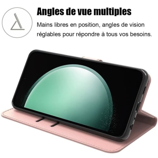 Skyddsfodral - BOOLING - Samsung Galaxy S23 FE - Rosa - Stöttålig i PU-läder - 2 Härdat Glas Rosa
