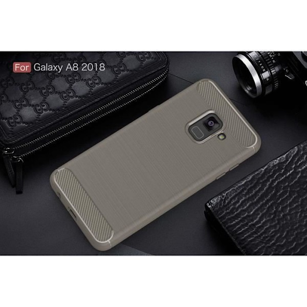 Galaxy A8 2018 Fodral Kolfiberfjädrande TPU-skyddsfodral för Samsung Galaxy A8 2018 - Grå