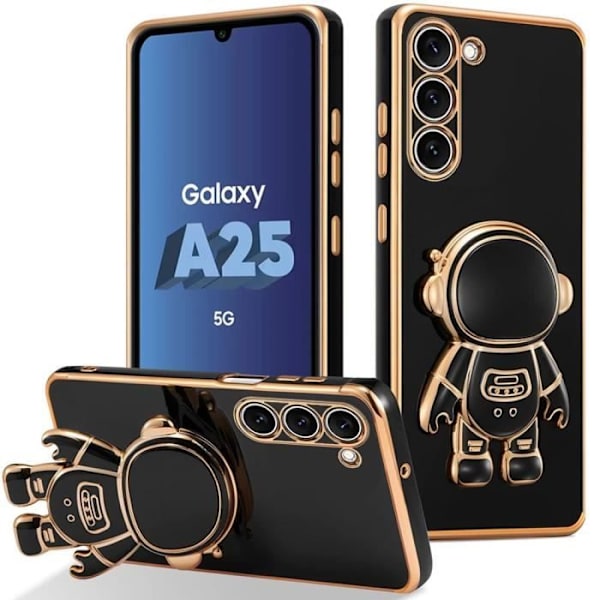 Skydd - Samsung - Galaxy A25 5G - Stötsäker - Mjuk Silikon - 3D Astronaut Stöd Svart