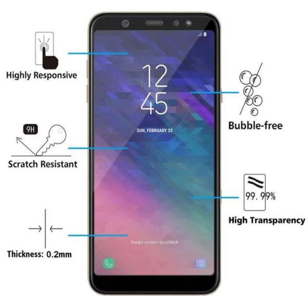 VCOMP - För Samsung Galaxy A6+- A6 Plus (2018) 6.0" - 1 färg skärmskydd i härdat glas - SVART