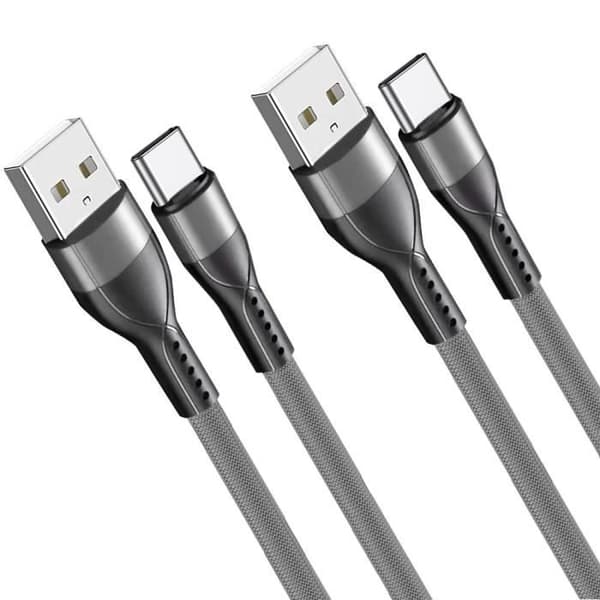 Set med 2 USB-C 3A nylonsnabbladdningskablar för Google Pixel - BOOLING - 1M grå Grå