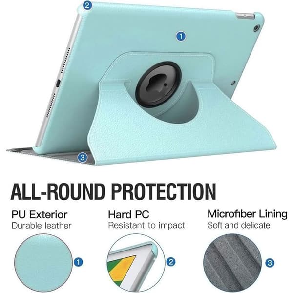 Coque + Härdat Glas - BOOLING - för iPad 10,2" - Stötsäker - Rotationsstöd - Blå Blå