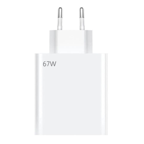 Snabbladdare 67W - BOOLING - för Xiaomi 13T, 13T Pro, 13 Ultra - USB-A - Vit Vit