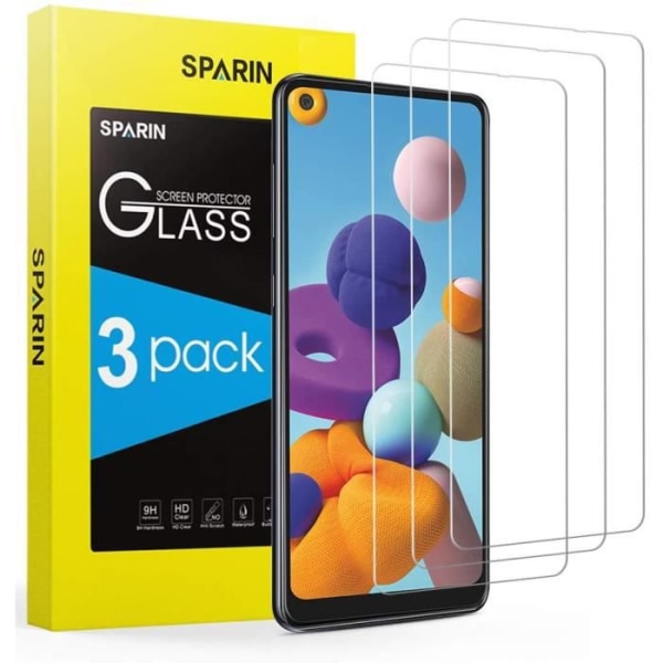 [3-pack härdat glas för Samsung Galaxy A21 [2.5D rundad kant] Skyddsfilm för Samsung Galaxy A21 [9H hårdhet] [Hög klarhet]
