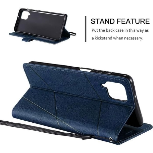 Korthållare Skal för Samsung A33 5G, Flip-fodral med lädereffekt - Marinblå